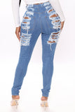 Yes Now Distressed Skinny Jeans - Medium Blue Wash Ins Street