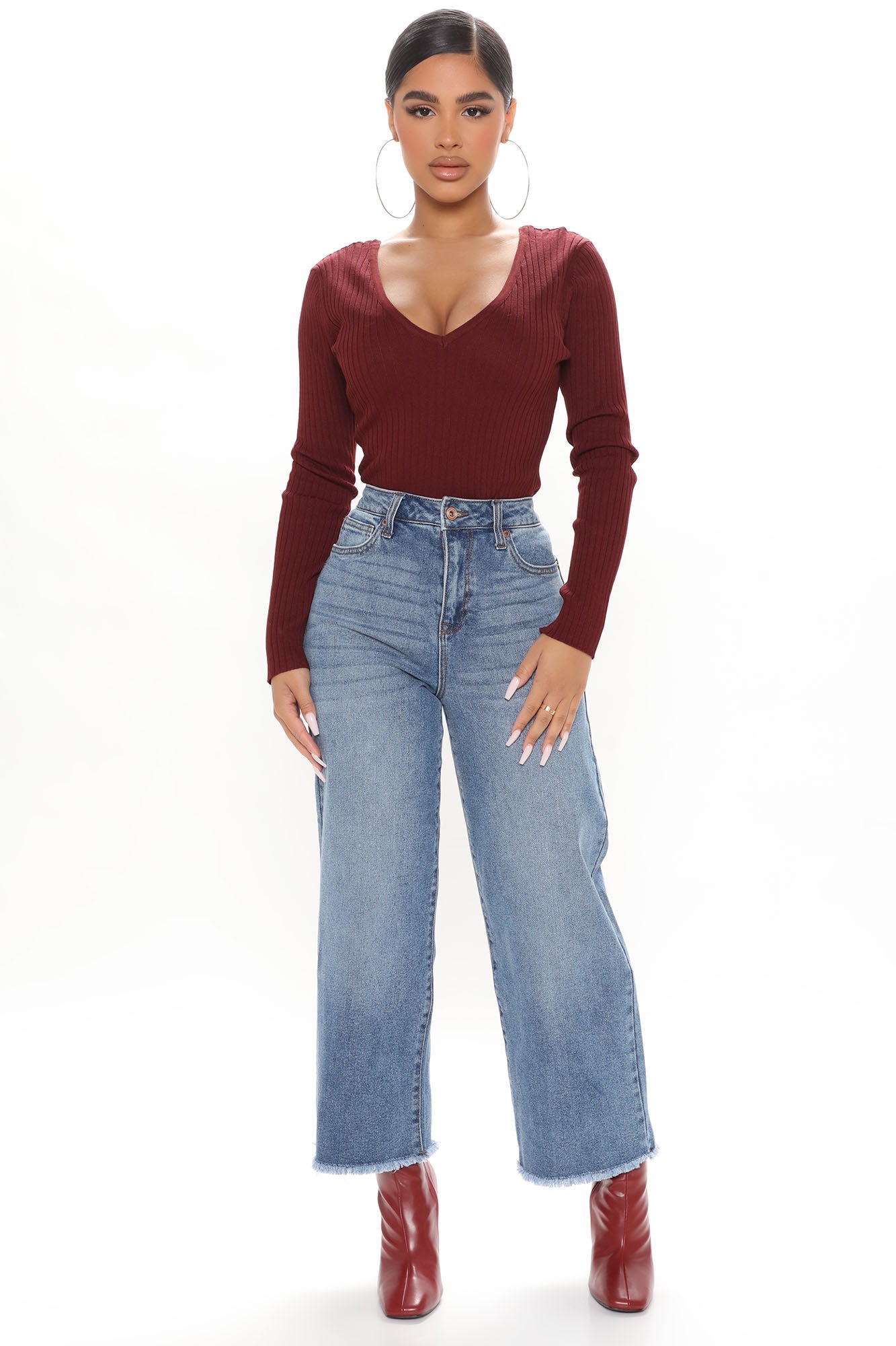 Georgia Wide Leg Boyfriend Jeans - Medium Blue Wash Ins Street