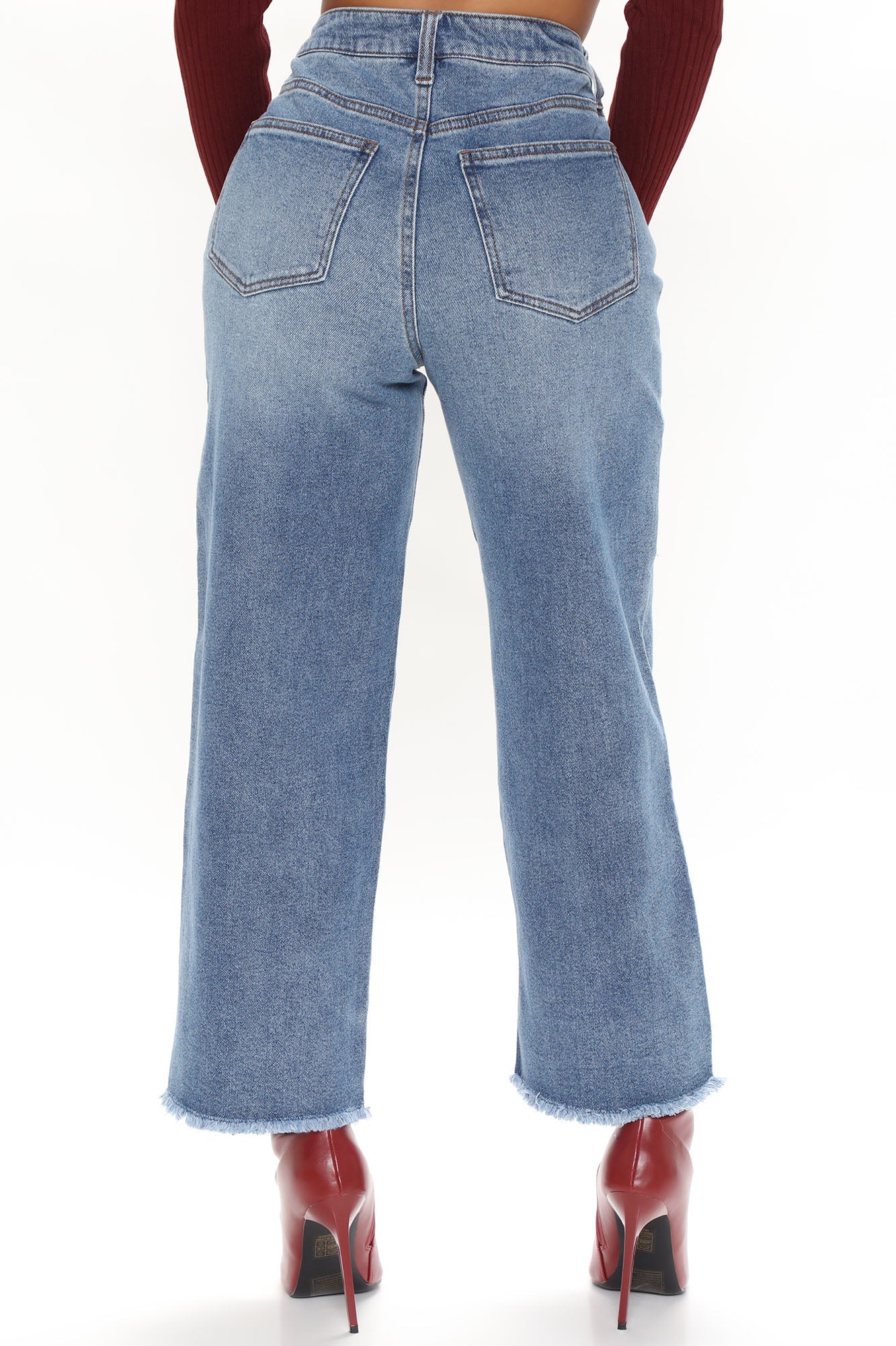 Georgia Wide Leg Boyfriend Jeans - Medium Blue Wash Ins Street