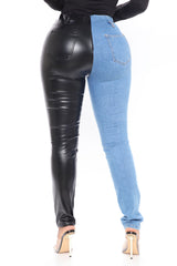 Party For Two Contrast Jeans - Black/Blue Ins Street