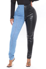 Party For Two Contrast Jeans - Black/Blue Ins Street
