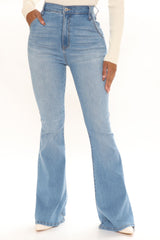 Oh She's Fancy Classic Stretch Flare Jeans - Light Blue Wash Ins Street