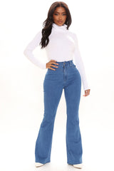 Out West Curvy Stretch Flare Jeans - Medium Blue Wash Ins Street