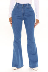 Out West Curvy Stretch Flare Jeans - Medium Blue Wash Ins Street