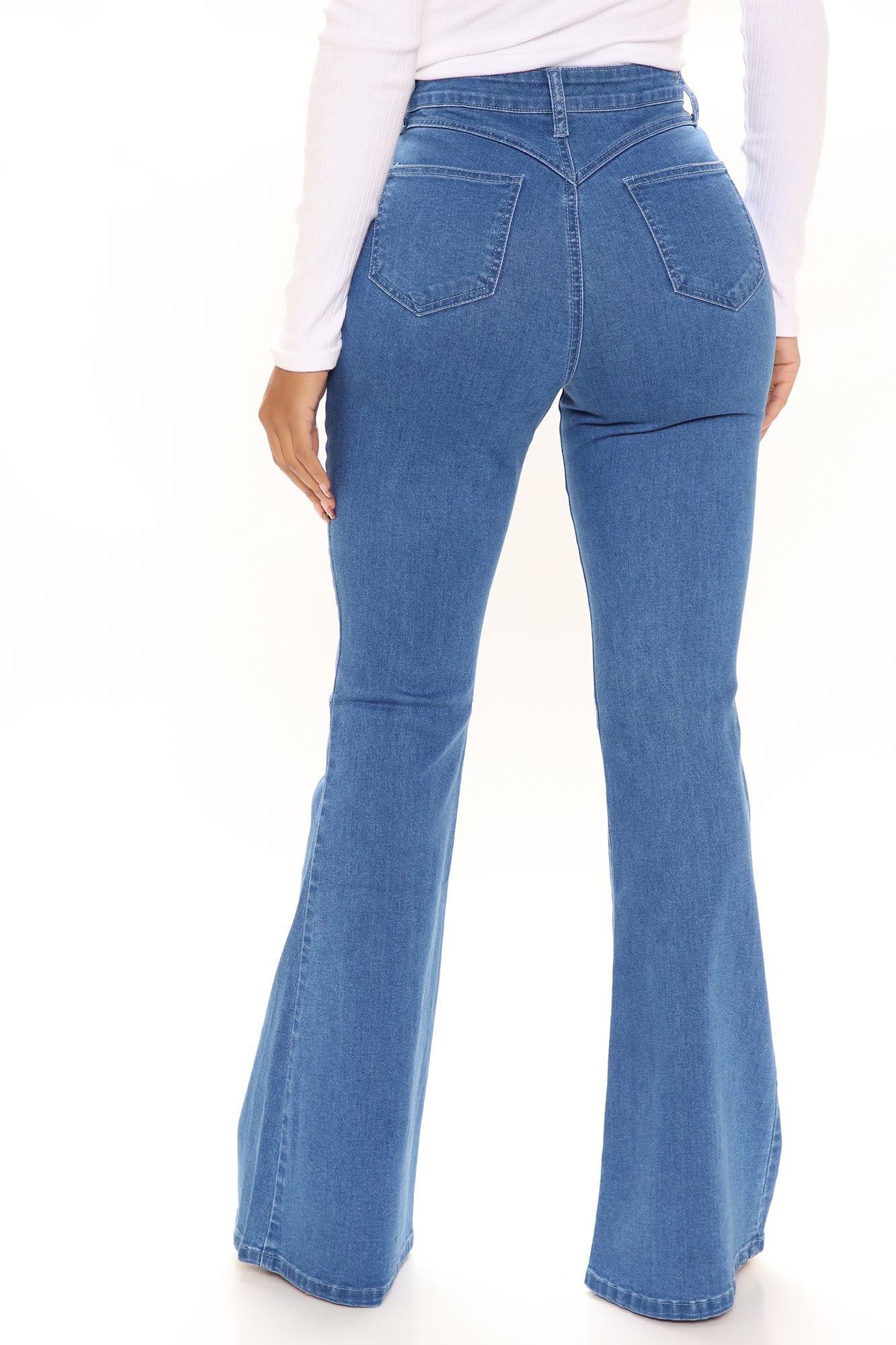 Out West Curvy Stretch Flare Jeans - Medium Blue Wash Ins Street