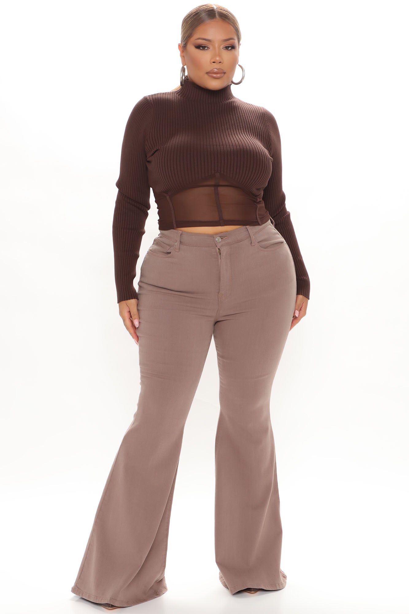 Santorini Super Stretch Flare Jeans - Mocha Ins Street
