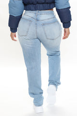 Always The Hero Ripped Dad Jeans - Light Blue Wash Ins Street
