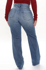 Can't You Relax Straight Leg Jeans - Medium Blue Wash Ins Street