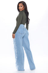Fray Out My Way Destroyed Boyfriend Jeans - Light Blue Wash Ins Street