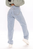 Get It Straight Slouch Fit Jeans - Medium Blue Wash Ins Street