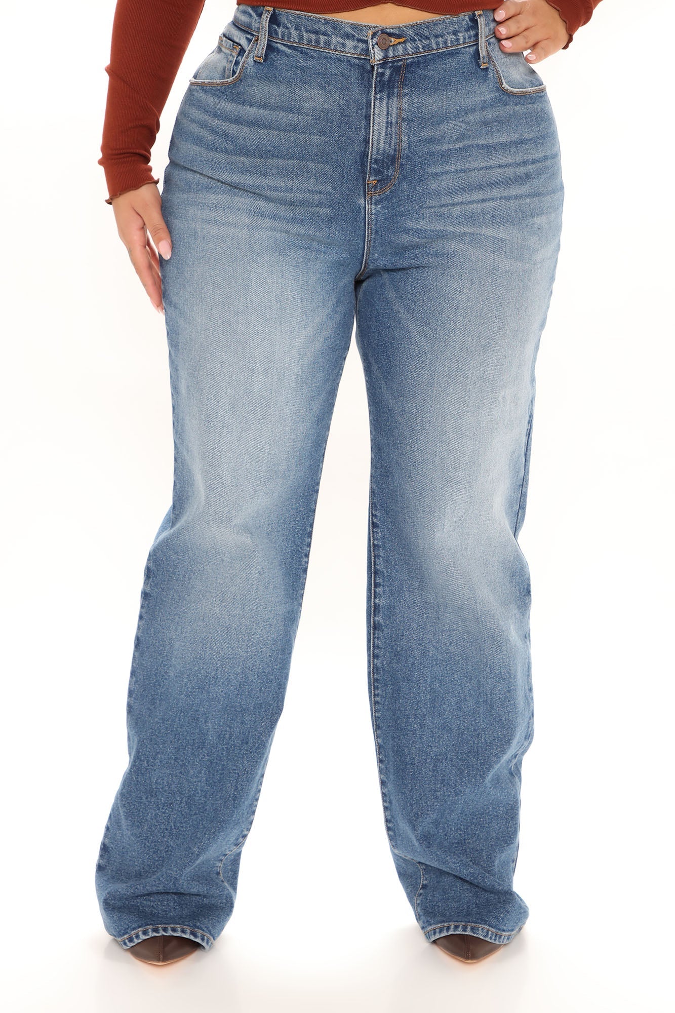Can't You Relax Straight Leg Jeans - Medium Blue Wash Ins Street