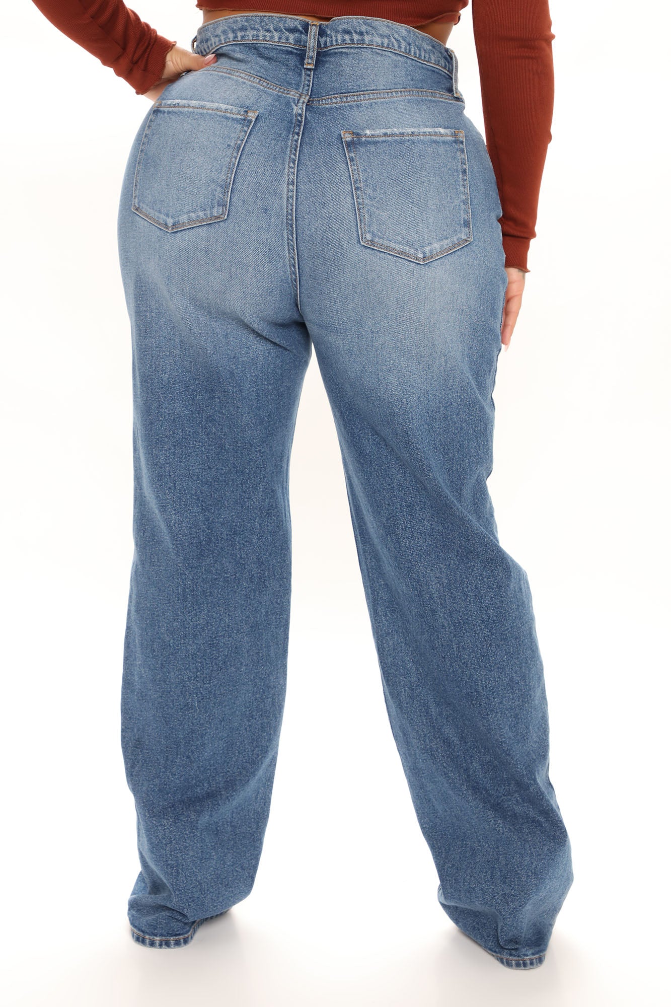 Can't You Relax Straight Leg Jeans - Medium Blue Wash Ins Street
