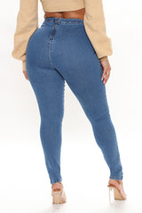 V Nice To Meet Ya Stretch Skinny Jeans - Medium Blue Wash Ins Street