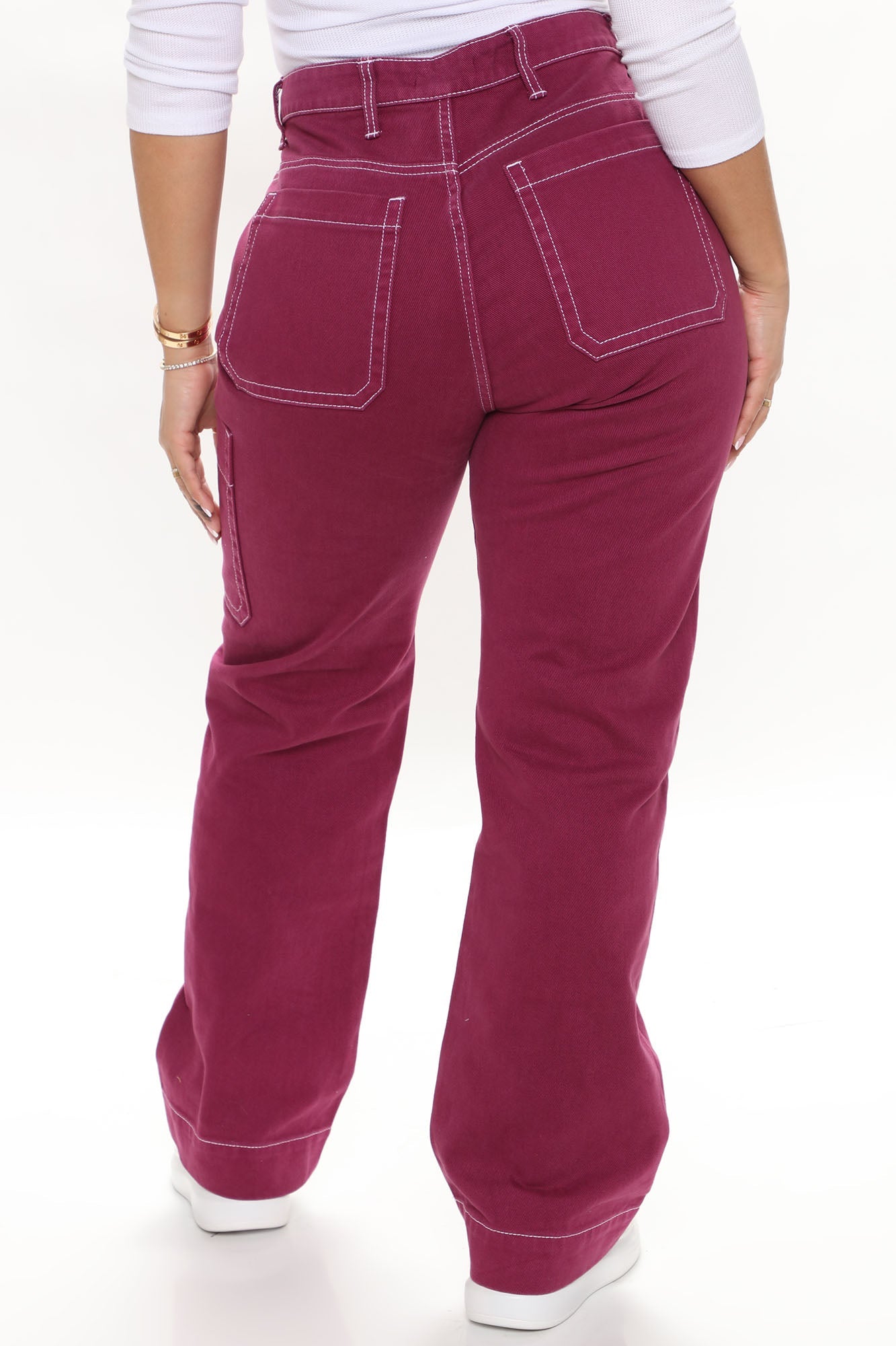 Oh So Crafty Non Stretch Carpenter Jeans - Magenta Ins Street