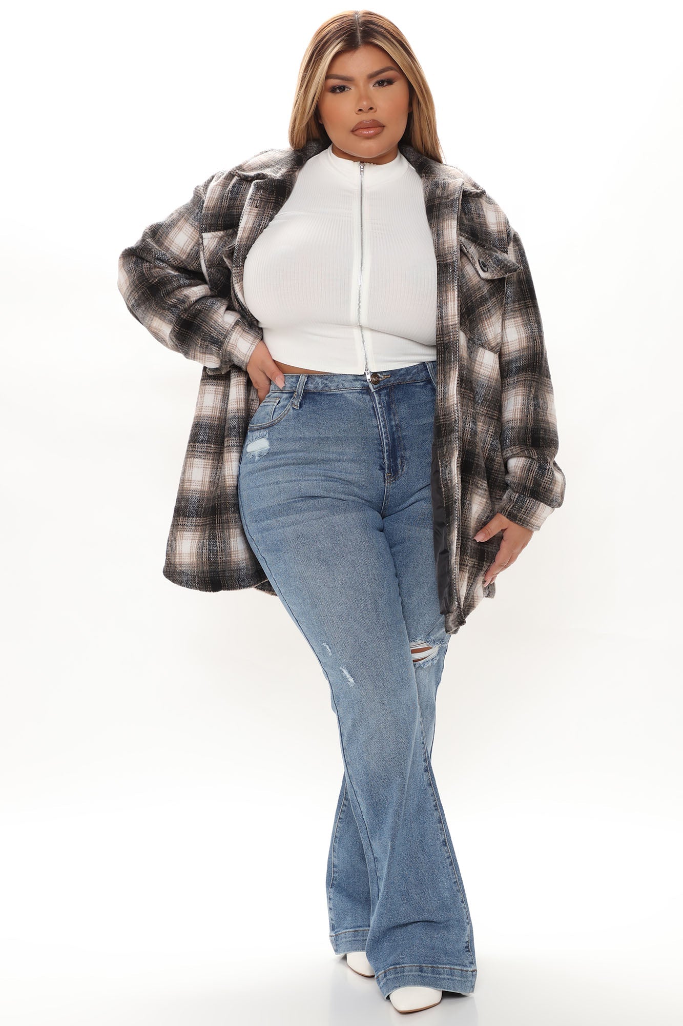 Only One For Me Distressed Bootcut Jeans - Medium Blue Wash Ins Street