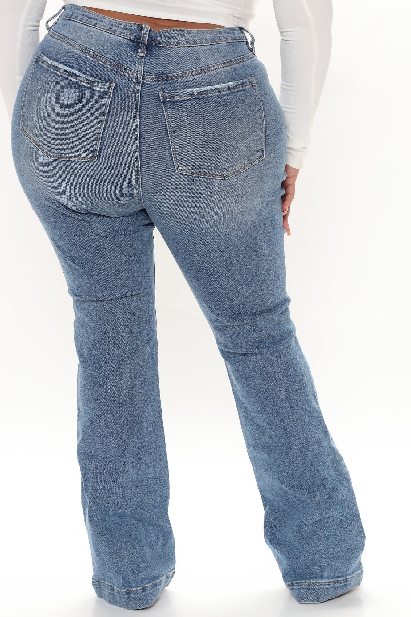 Only One For Me Distressed Bootcut Jeans - Medium Blue Wash Ins Street