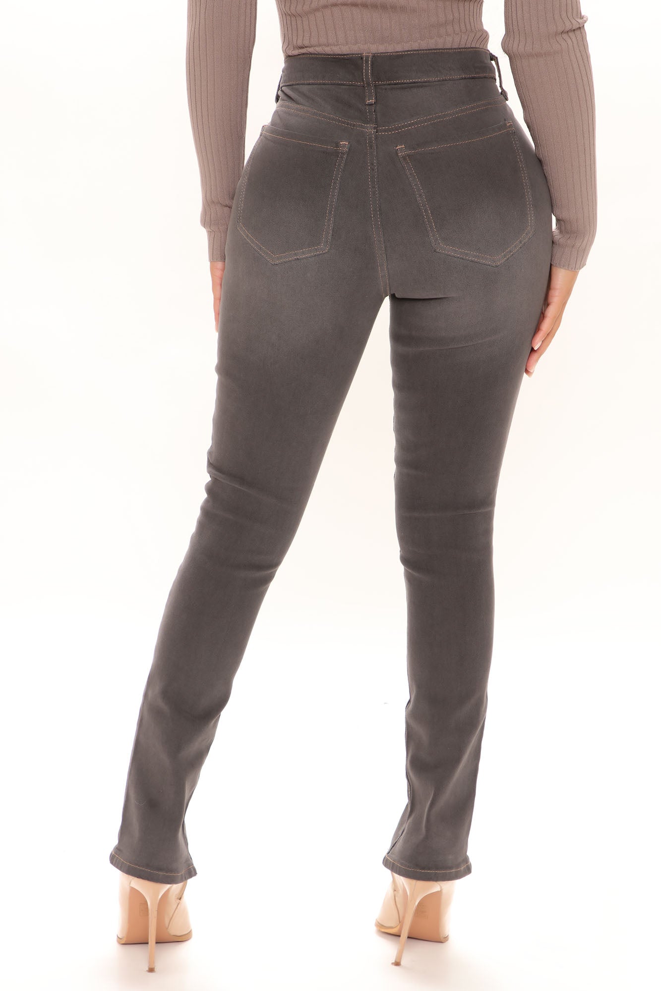 Always On Trend Slit Skinny Jeans - Black Ins Street