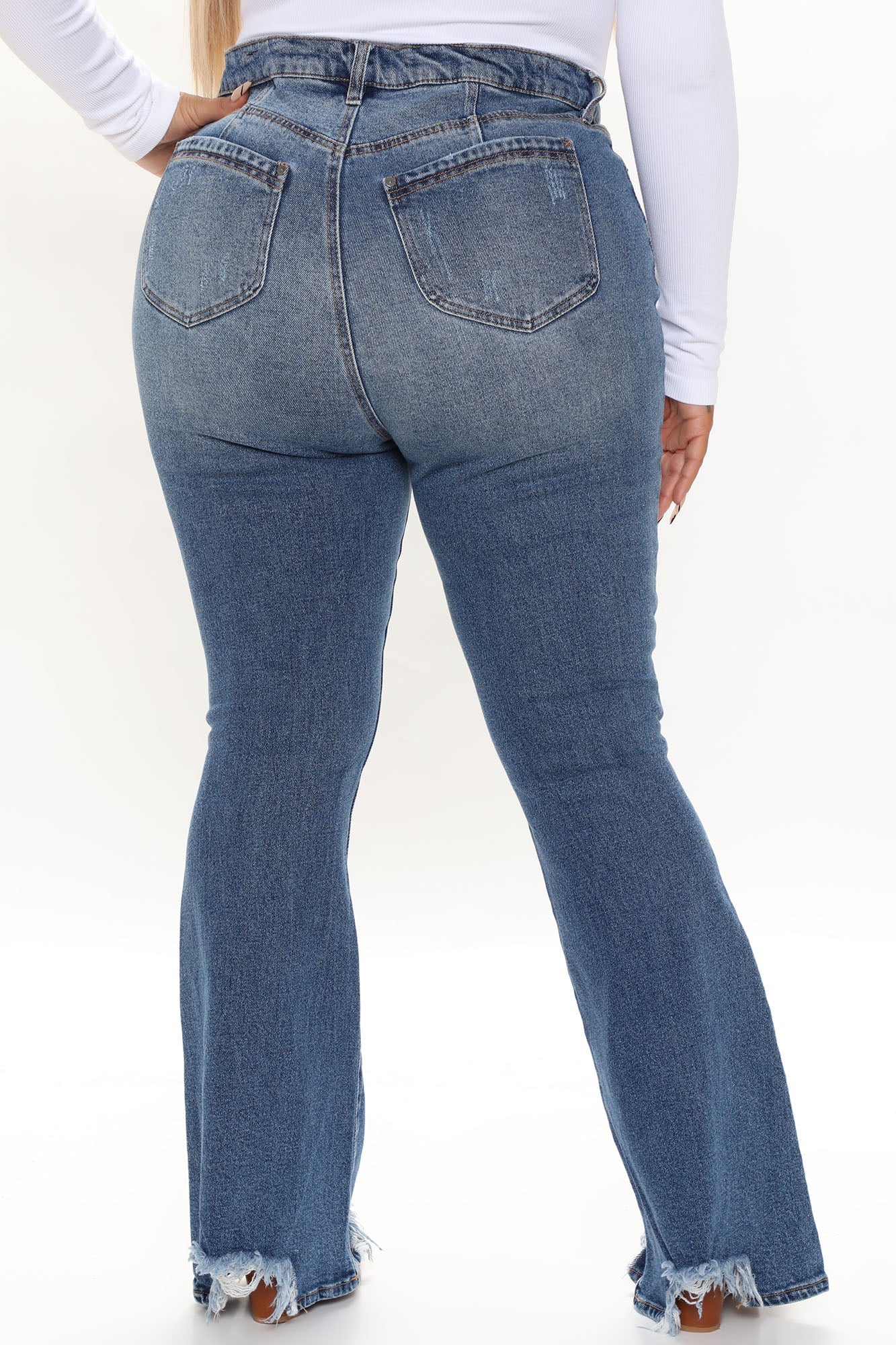 Get Like Me Distressed Flare Jeans - Dark Wash Ins Street