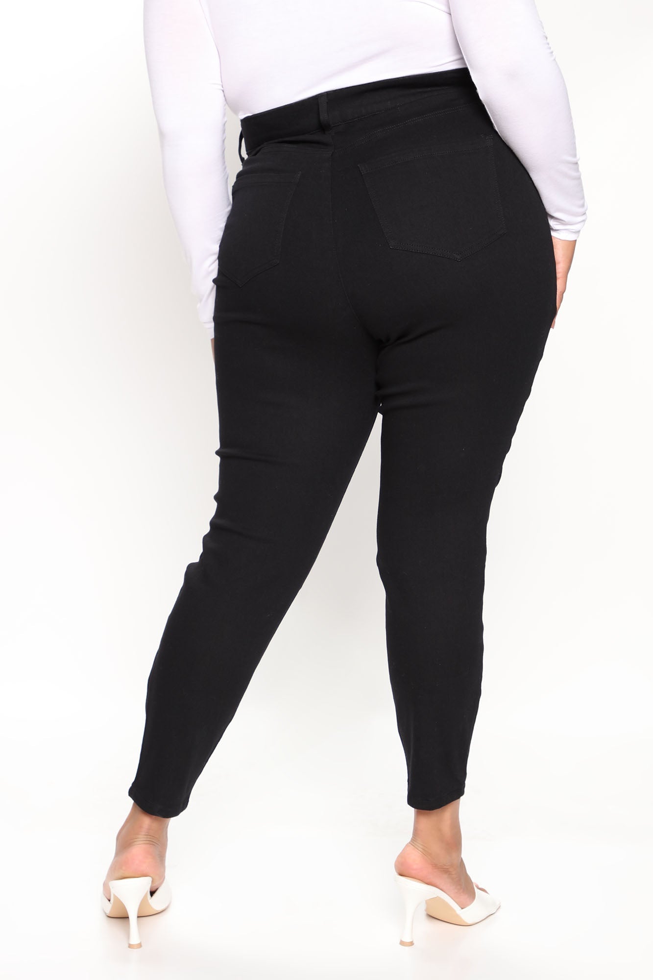 Cassie Elastic Waistband Jeans - Black Ins Street