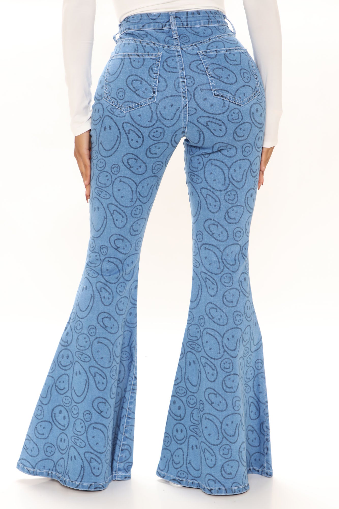 Makes Me Smile Extreme Flare Jeans - Medium Blue Wash Ins Street