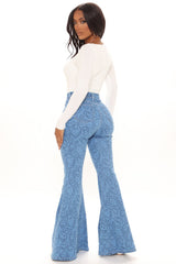 Makes Me Smile Extreme Flare Jeans - Medium Blue Wash Ins Street