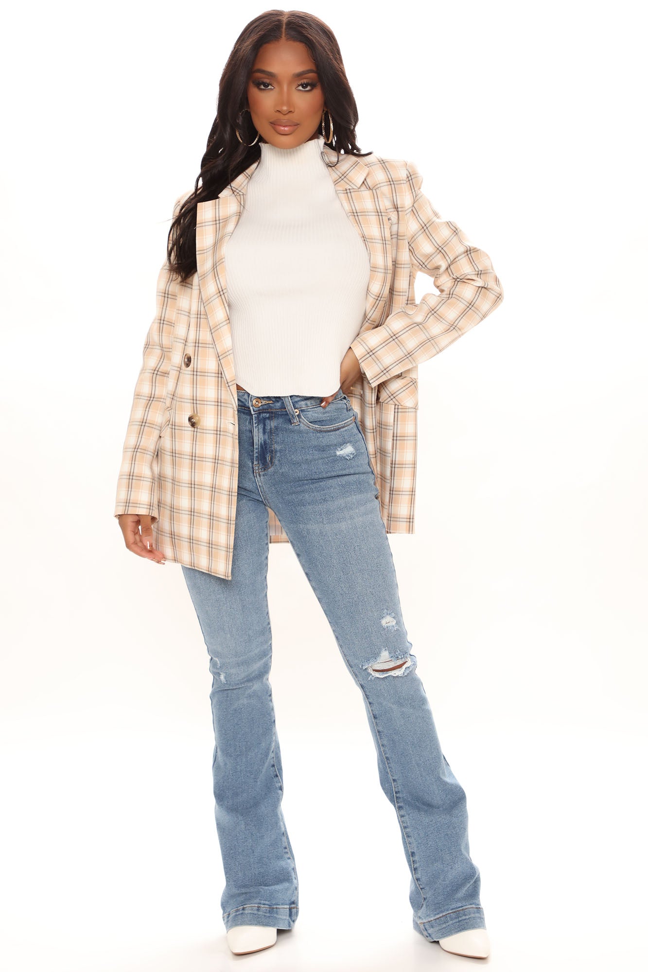 Only One For Me Distressed Bootcut Jeans - Medium Blue Wash Ins Street