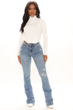 Only One For Me Distressed Bootcut Jeans - Medium Blue Wash Ins Street