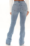 Only One For Me Distressed Bootcut Jeans - Medium Blue Wash Ins Street