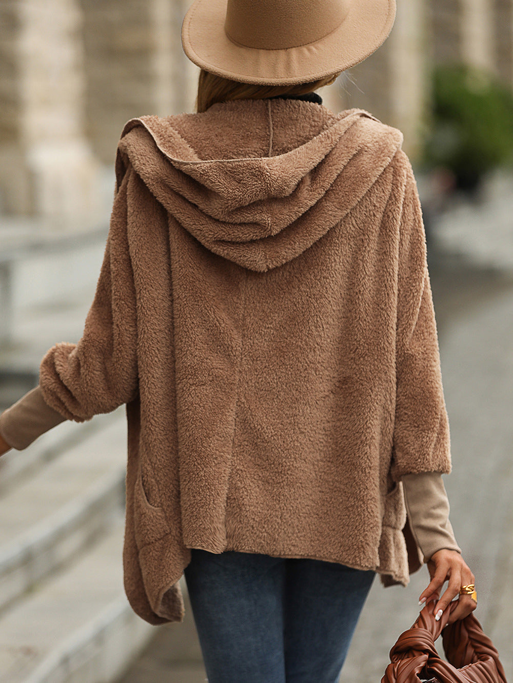 Open Front Teddy Hooded Jacket Ins Street