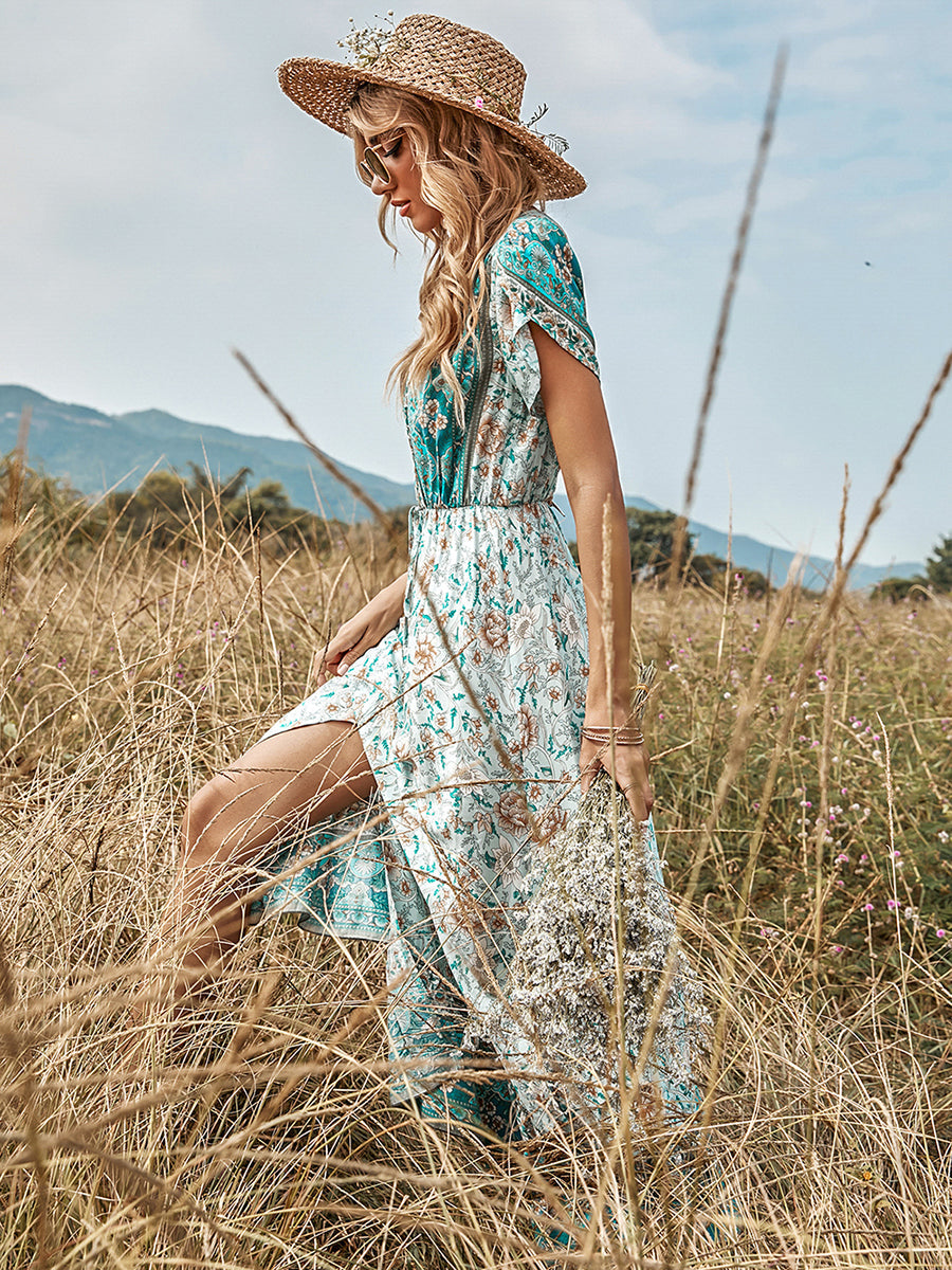 Women's Short Sleeve Long Dress Ins street