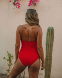 Olympia Smocked Strapless One Piece - Red Ins Street