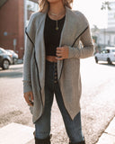 Keanna Faux Leather Trim Knit Cardigan - Heather Grey Ins Street