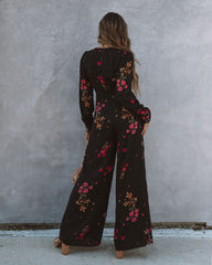 Lily Rose Floral Wide Leg Jumpsuit - Black Ins Street