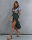 Lottie Satin Wrap Midi Skirt - Hunter Green Ins Street