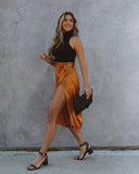 Lottie Satin Wrap Midi Skirt - Golden Amber Ins Street