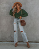 Viridian Shimmer Knit Drape Sweater Ins Street