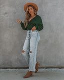 Viridian Shimmer Knit Drape Sweater Ins Street