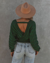 Viridian Shimmer Knit Drape Sweater Ins Street