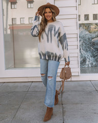 Graffiti Relaxed Knit Sweater - Blue Ins Street