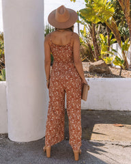 Indiana Pocketed Floral Smocked Jumpsuit - Rust - FINAL SALE Ins Street