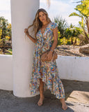 Rhea Printed High Low Pocketed Tie Maxi Dress - FINAL SALE Ins Street