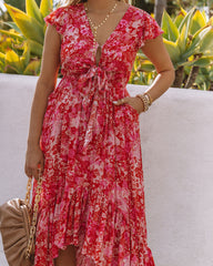 Belladonna High Low Pocketed Tie Maxi Dress - Raspberry - FINAL SALE InsStreet