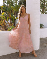 Fathoms Below Adjustable Metallic Tiered Maxi Dress - Rose - FINAL SALE Ins Street