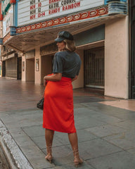 Devotion Wrap Midi Skirt - Orange Ins Street