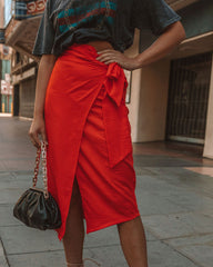 Devotion Wrap Midi Skirt - Orange Ins Street