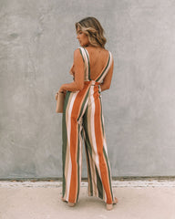 Marilyn Striped Wide Leg Jumpsuit Ins Street