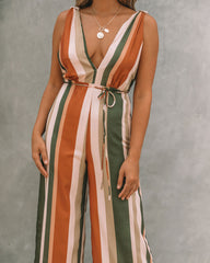 Marilyn Striped Wide Leg Jumpsuit Ins Street