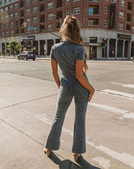 Longmont Pocketed Flared Denim Jumpsuit Ins Street