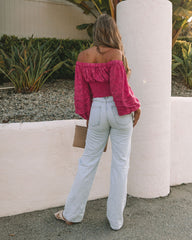 Nanette Textured Off The Shoulder Blouse - Magenta Ins Street