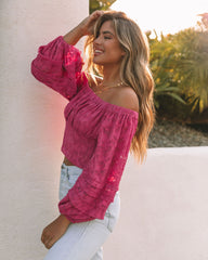 Nanette Textured Off The Shoulder Blouse - Magenta Ins Street